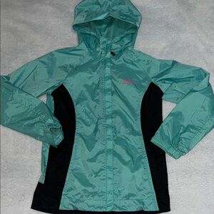 Grundéns Teal and Black Hooded rain Jacket